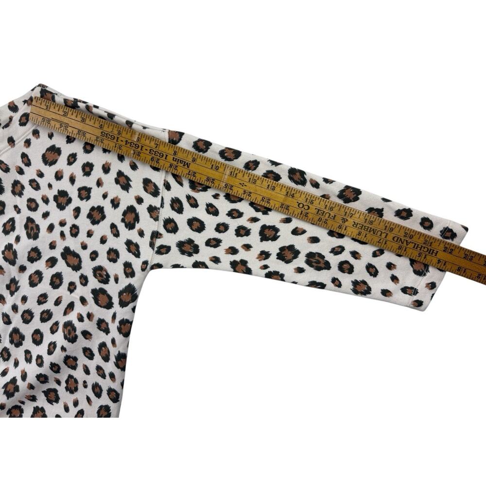 J.Crew Sweatshirt Leopard Print Cream Brown 3/4 Sleeve Boat Neck Women’s Medium - Picture 9 of 9